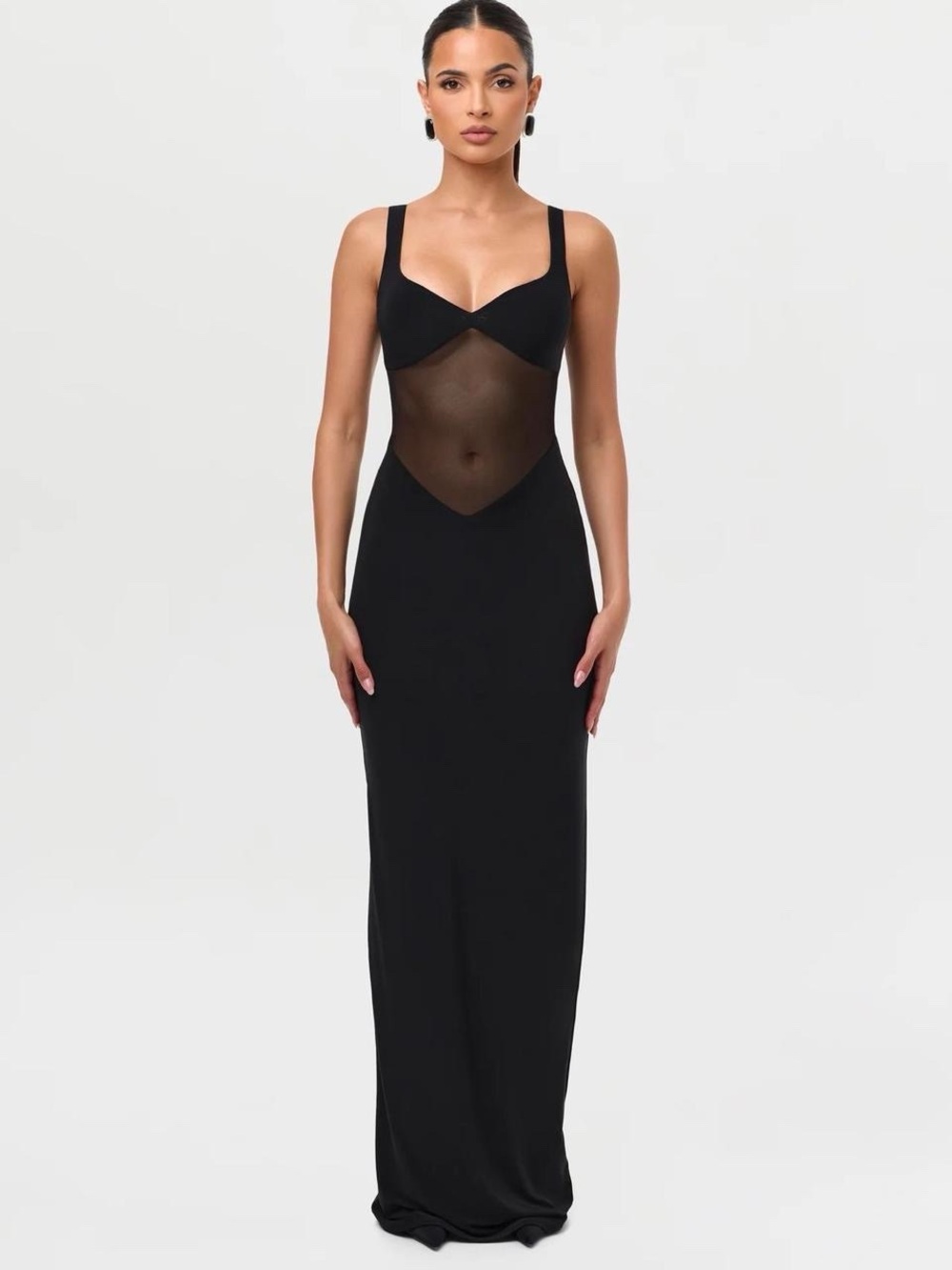 Naked Wardrobe Hourglass Mesh Contrast Dress Black